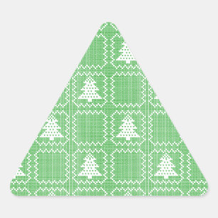 Adesivo Triangular Padrões de suéter feio da árvore de Natal Cozy