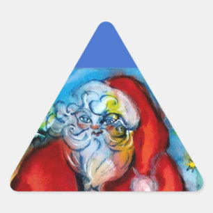 Adesivo Triangular Papai Noel com lanterna na noite de Natal