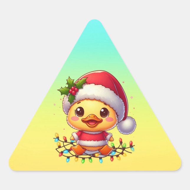 Adesivo Triangular Papais noeis de Cartoon de Pato de Natal Bonito-68 (Frente)