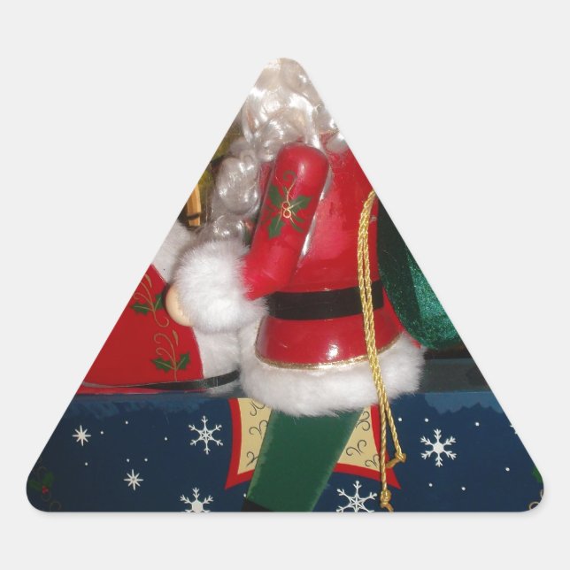 Adesivo Triangular Papais noeis de Natal num Cavalo com Impressão de  (Frente)