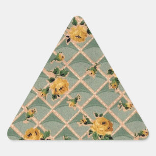Adesivo Triangular Papel de parede do vintage dos rosas amarelos -