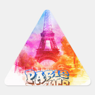 Adesivo Triangular Paris França Watercolor Painting