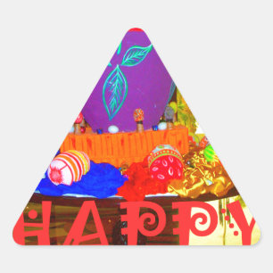 Adesivo Triangular Páscoa Festiva Joyful Springtime Ovos Coloridos