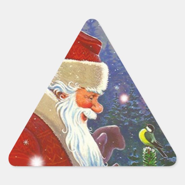Adesivo Triangular Pássaro de Natal para Papais noeis de Florestas An (Frente)