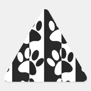 Adesivo Triangular Patas de Cachorro Pretas e Brancas e Listras