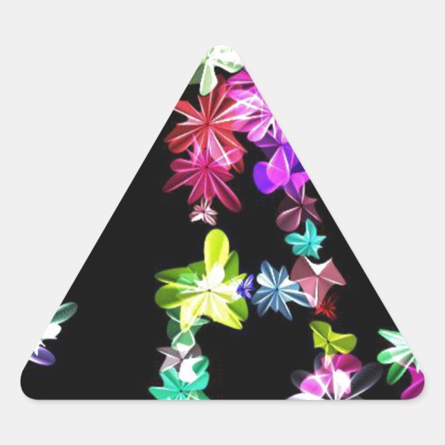 Adesivo Triangular "PAZ" na Impressão de Arte das Flores (Frente)