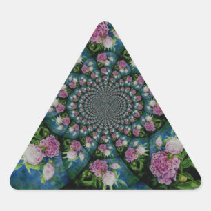 Adesivo Triangular Pedônio branco-rosa, cor-de-água floral, mandala