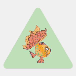 Adesivo Triangular Peixe Dourado Arte Popular Caprichosa Fantasia B