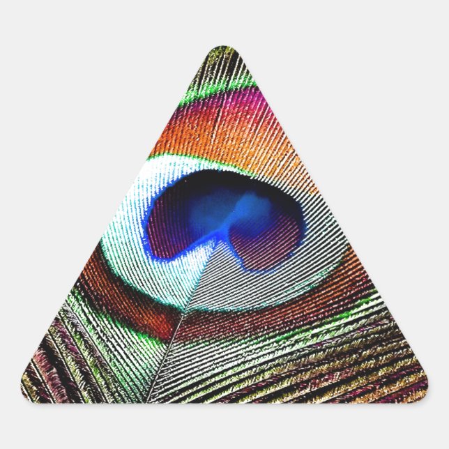 Adesivo Triangular Pena Colorida de Peacock de Cobre (Frente)