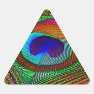 Adesivo Triangular Pena de Pavão de Cobre Vibrante