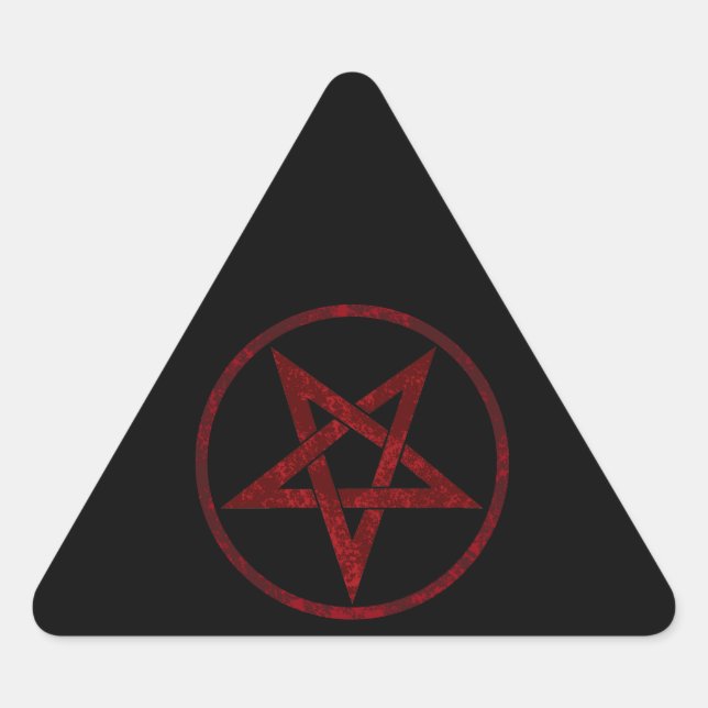 Adesivo Triangular Pentagrama do diabo vermelho (Frente)