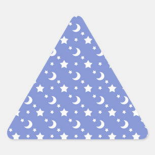 Adesivo Triangular Pequenas Estrelas e Padrão de Luas no Azul