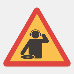 Adesivo Triangular Perigo DJs no trabalho