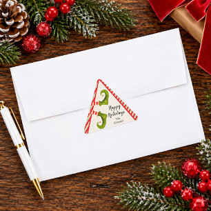 Adesivo Triangular Pernas de Elfo de Natal Alegre Férias