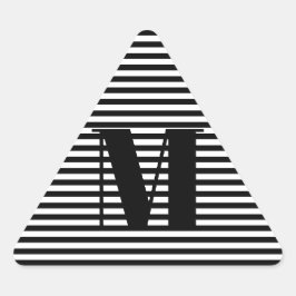 Adesivo Triangular Personalizar faixas brancas pretas iniciais do mon