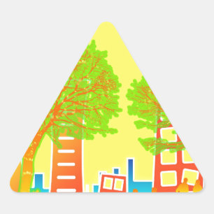 Adesivo Triangular Pessoas da Cidade Destino Colorido Arco-Íris