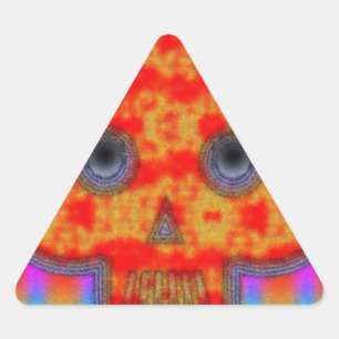 Adesivo Triangular Pintura Colorida do Crânio Robô