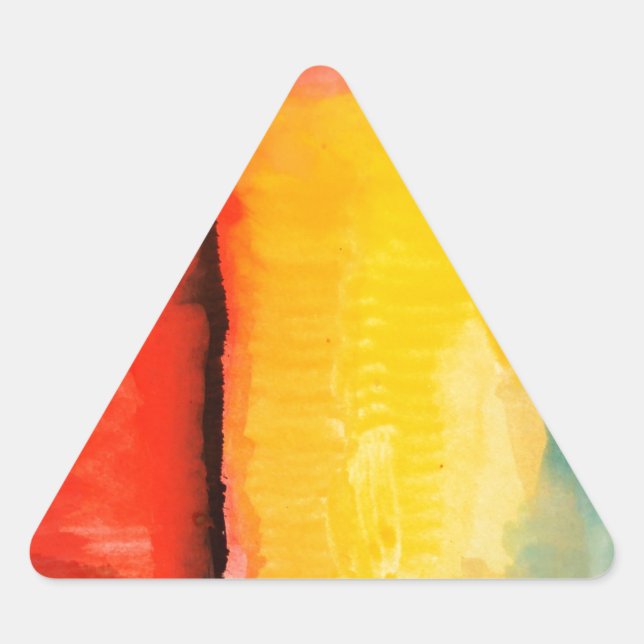 Adesivo Triangular Pintura de Abstrato Amarelo Vermelho Moderno (Frente)