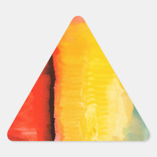 Adesivo Triangular Pintura de Abstrato Amarelo Vermelho Moderno