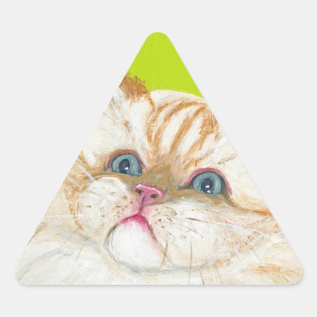 Adesivo Triangular Pintura de Gato Longo por Ania M Milo (Frente)