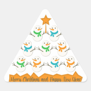 Adesivo Triangular Pirâmide de árvores de Natal feita de neve do xmas
