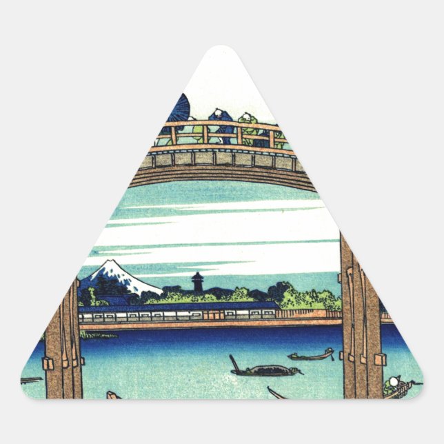 Adesivo Triangular Ponte River Japan Shinto Boats Viagem (Frente)