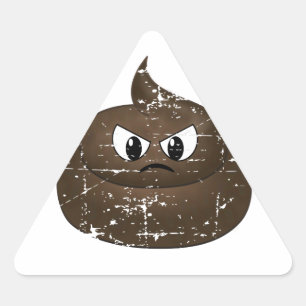Adesivo Triangular Poop de desenho animado irritado