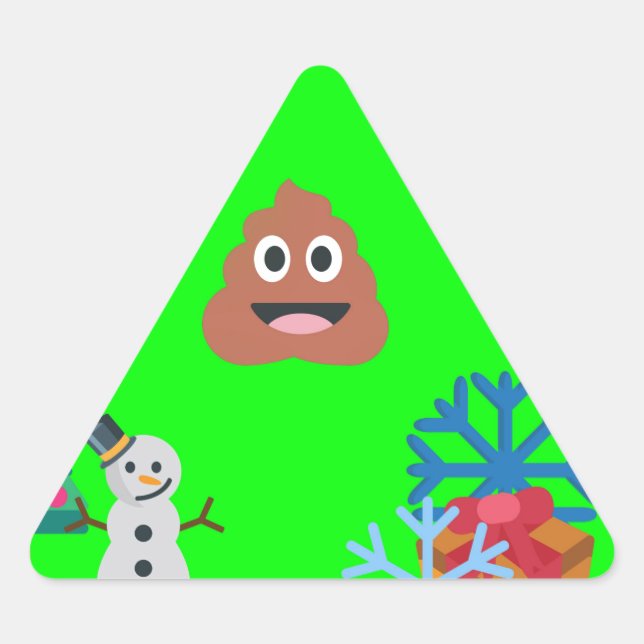 Adesivo Triangular poop emoji de natal (Frente)
