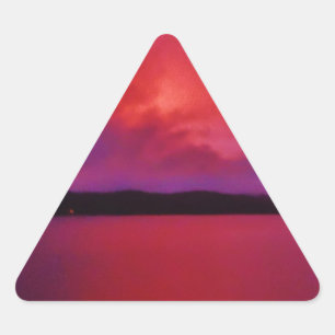 Adesivo Triangular pôr do sol roxo, rosa quente, no lago Arrohead