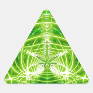 Adesivo Triangular Pote Verde Folha Fractal