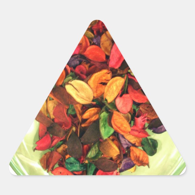 Adesivo Triangular Potes Coloridos: Uma Exposição Aromática (Frente)