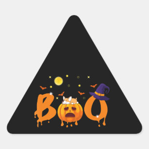 Adesivo Triangular Presente no cão Boo Corgi Halloween