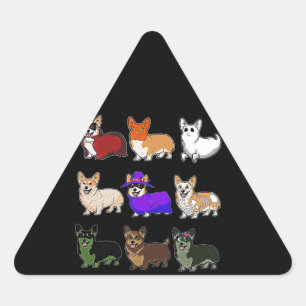 Adesivo Triangular Presente no cão   Cachorro Funny Corgi Halloween