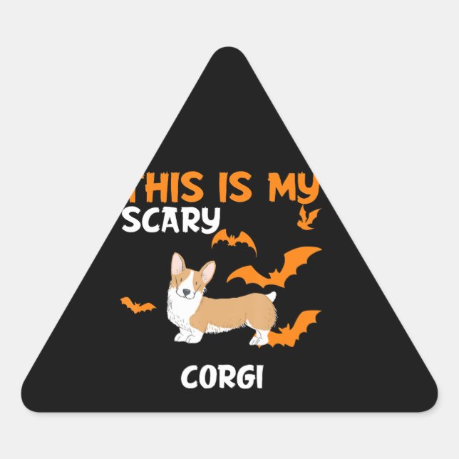 Adesivo Triangular Presente no cão | Corgi Costume Halloween (Frente)