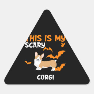 Adesivo Triangular Presente no cão Corgi Costume Halloween