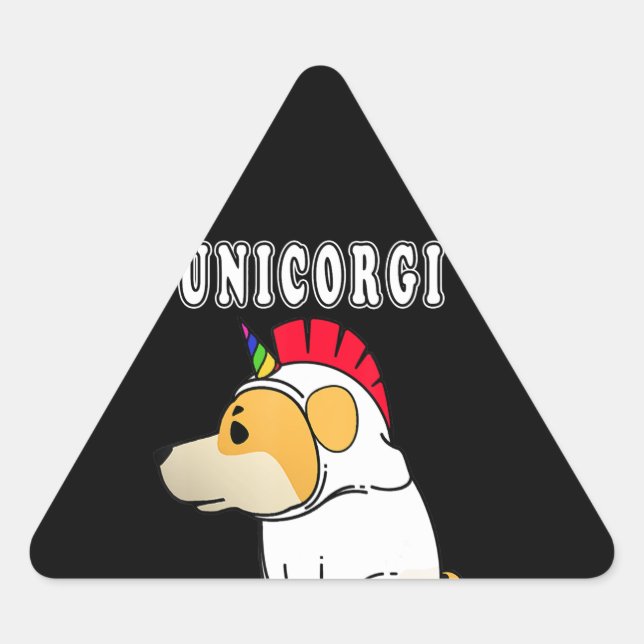 Adesivo Triangular Presente no cão | Funny Pembroke Welsh Corgi Unico (Frente)