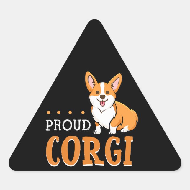 Adesivo Triangular Presente no cão | tia corgi engraçada (Frente)