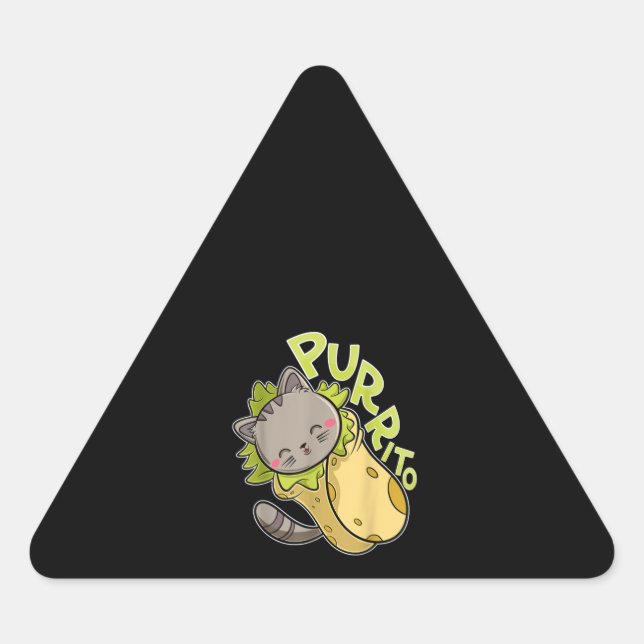 Adesivo Triangular Purrito T Engraçado Cat Pun Burrito Taco (Frente)