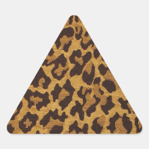 Adesivo Triangular RAB Rockabilly Estampa de Leopardo Marrom Dourado