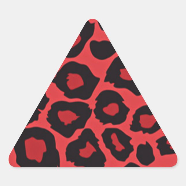 Adesivo Triangular RAB Rockabilly Estampa de Leopardo Vermelho Preto (Frente)