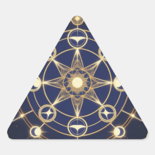 Adesivo Triangular Radiância Divina – Mandala Dourada do Despertar