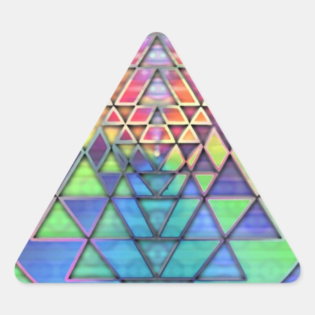 Adesivo Triangular Rainbow Sri Yantra para amor e riqueza (Frente)