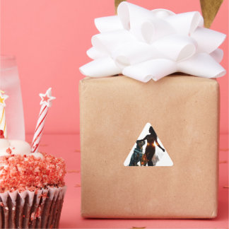 Adesivo Triangular Rapariga com Vinheta Cachorro