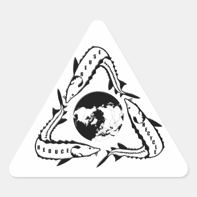 Adesivo Triangular Reciclar Sturgeon Stickers (Frente)