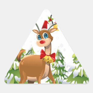 Adesivo Triangular Reindeer Bonito na Neve
