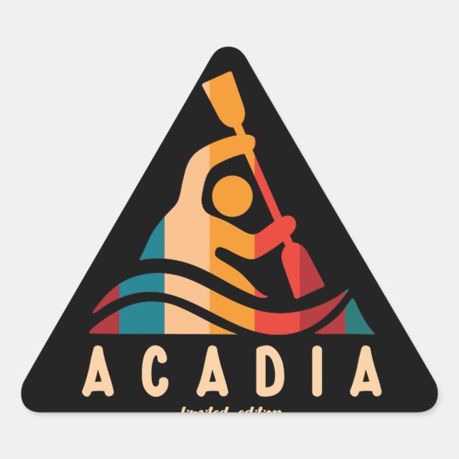 Adesivo Triangular Retro Acadia Kayaking (Frente)