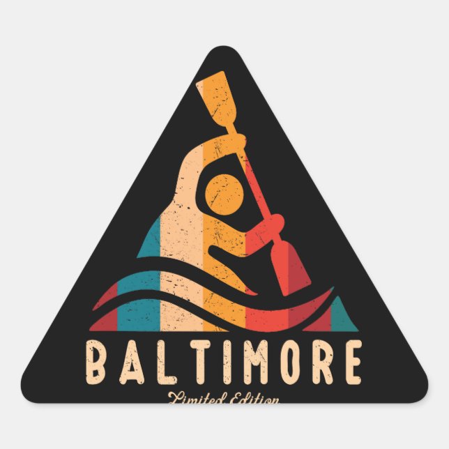 Adesivo Triangular Retro Baltimore Kayaking (Frente)