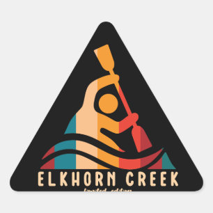 Adesivo Triangular Retro Elkhorn Creek Kayaking