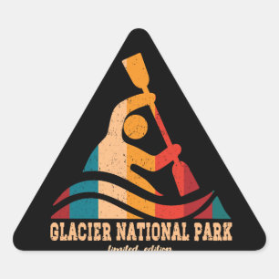 Adesivo Triangular Retro Glacier National Park Kayaking