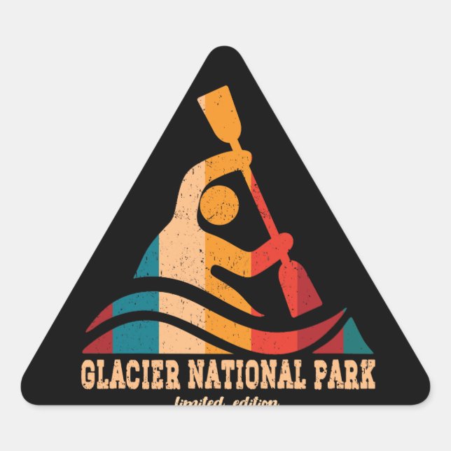 Adesivo Triangular Retro Glacier National Park Kayaking (Frente)